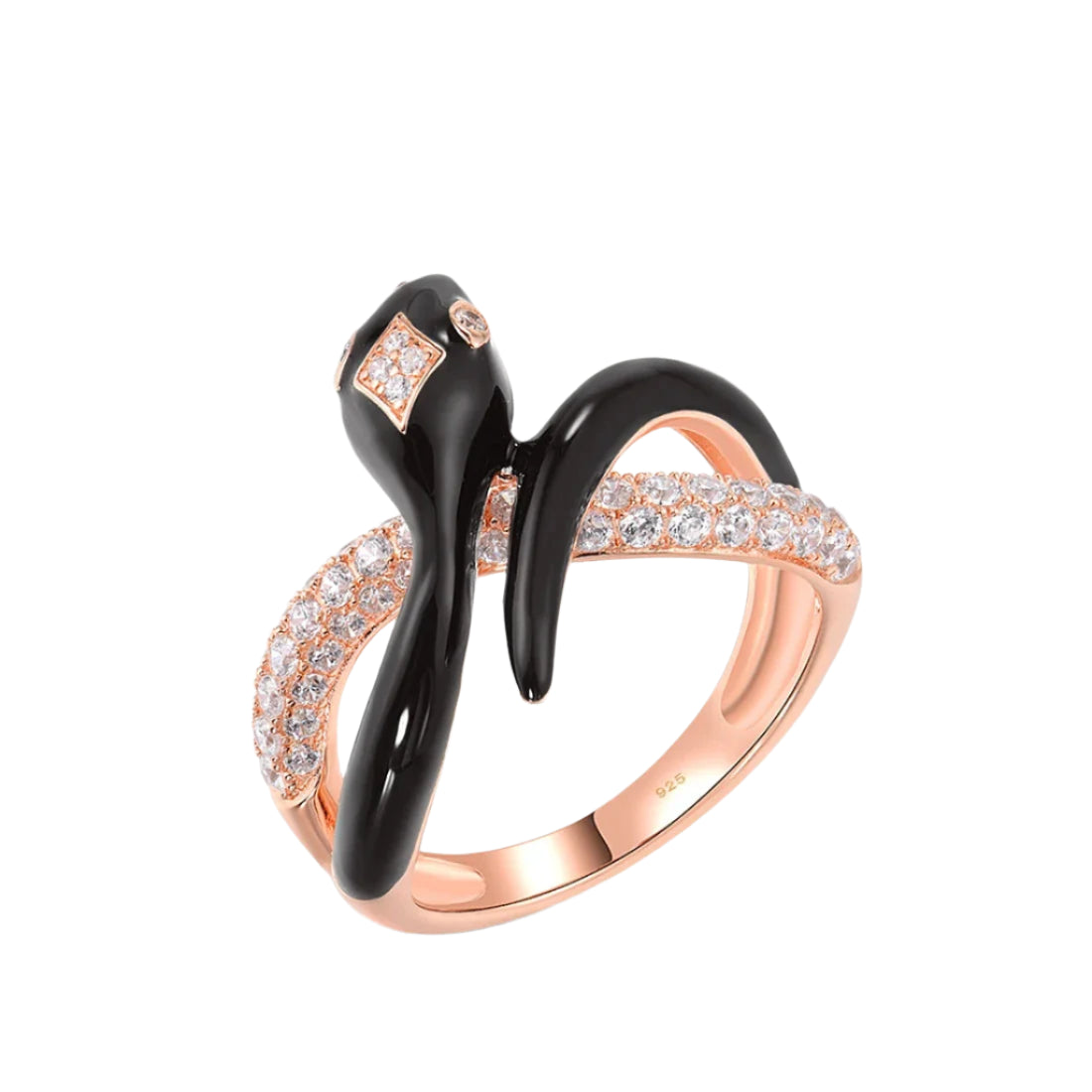 Sparkling Diamond & Enamel Wild Snake Ring-Evani Naomi Jewelry