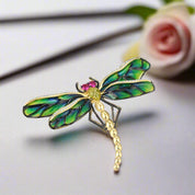 Sparkling Green Enamel Dragonfly Brooch-Evani Naomi Jewelry