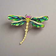 Sparkling Green Enamel Dragonfly Brooch-Evani Naomi Jewelry
