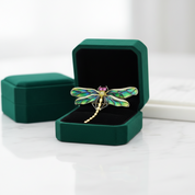 Sparkling Emerald Enamel Dragonfly Brooch