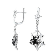 Spider and Cobweb Dangle Earrings-Evani Naomi Jewelry