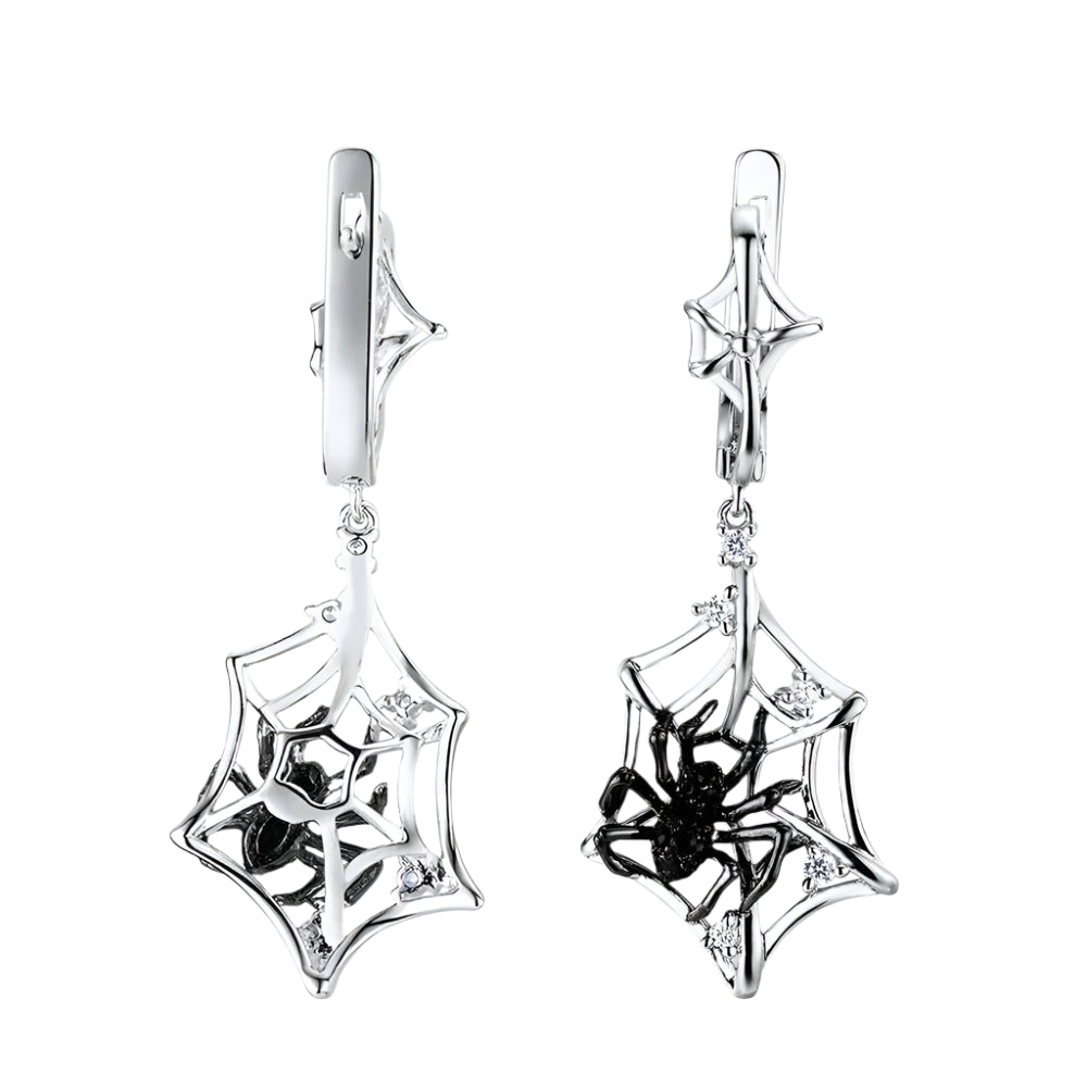 Spider and Cobweb Dangle Earrings-Evani Naomi Jewelry