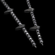 Spiked Tennis Link Necklace with Certified Black Diamond-Evani Naomi Jewelry
