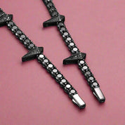 Spiked Tennis Link Necklace with Certified Black Diamond-Evani Naomi Jewelry