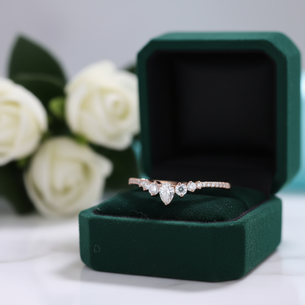Stackable 14K Rose Gold Diamond OptionWedding Band - Evani Naomi Jewelry