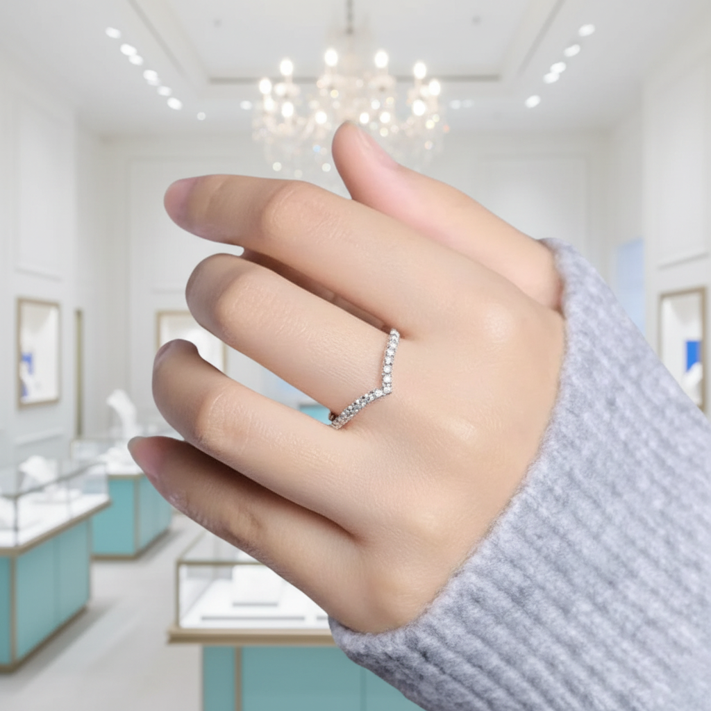 Stackable 14K Solid Gold Diamond Wedding Band-Evani Jewelry