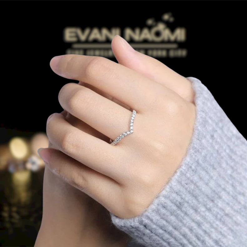 Stackable 14K Solid Gold Diamond Wedding Band-Evani Naomi Jewelry