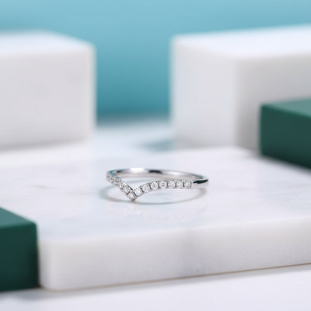Stackable 14K Solid Gold Diamond Wedding Band-Evani Jewelry