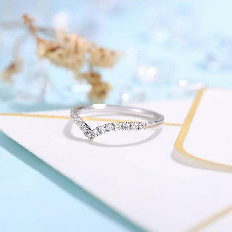 Stackable 14K Solid Gold Diamond Wedding Band-Evani Naomi Jewelry