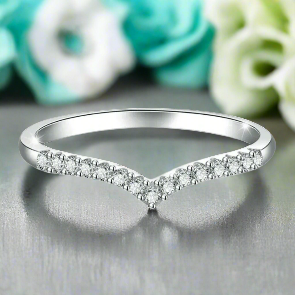 Stackable 14K Solid Gold Diamond Wedding Band-Evani Naomi Jewelry