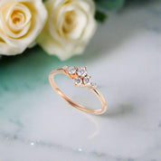 Stackable 14k Rose Gold Round Cut Diamond Wedding Band-Evani Naomi Jewelry