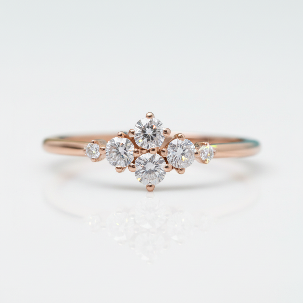 Stackable 14k Rose Gold Round Cut Diamond OptionWedding Band - Evani Naomi Jewelry