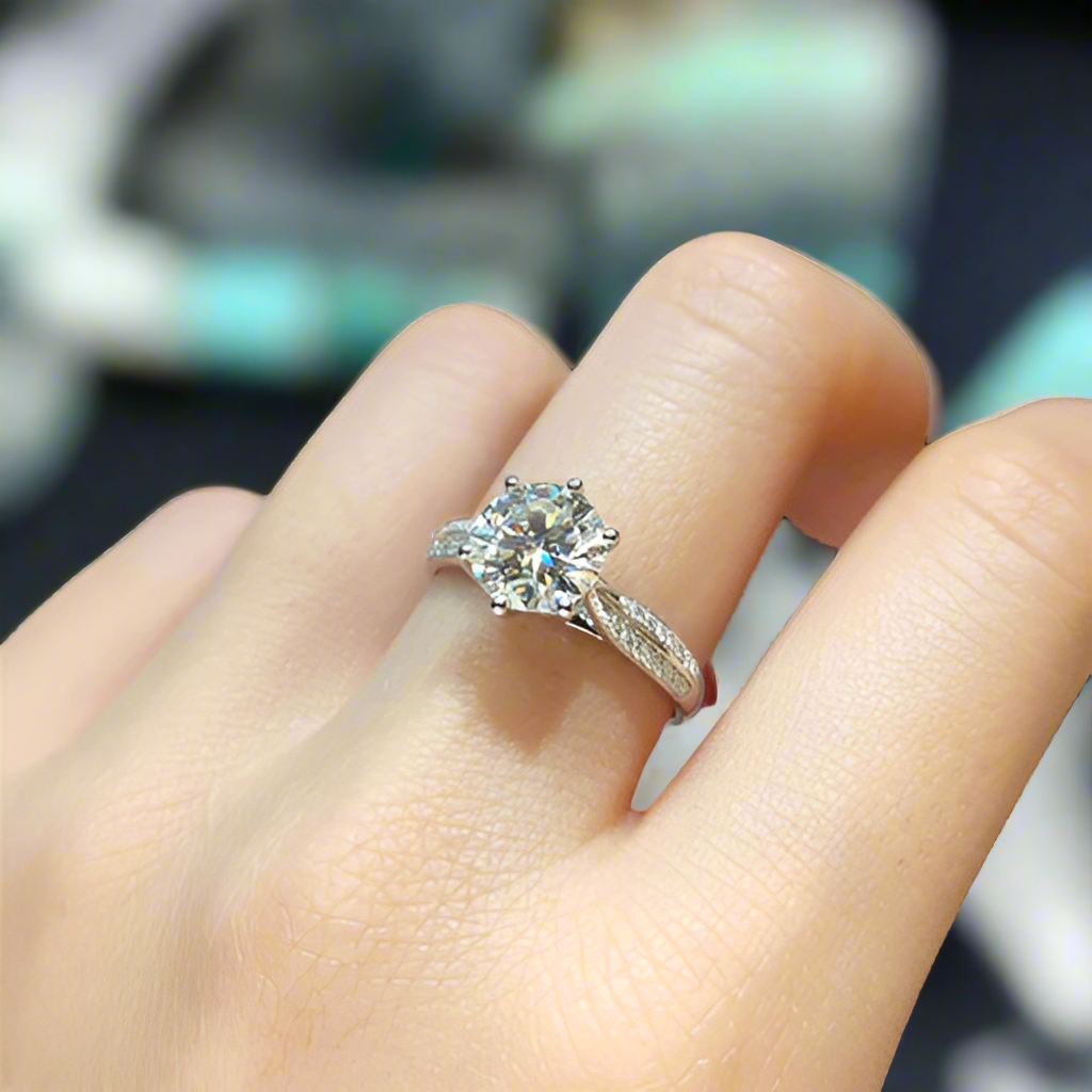 Star Queen White Gold Engagement Ring with 2.0ct Diamond-Evani Jewelry
