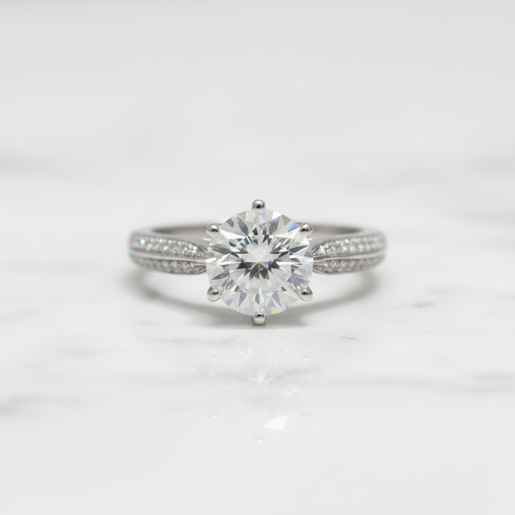 Star Queen White Gold Engagement Ring with 2.0ct Diamond Option