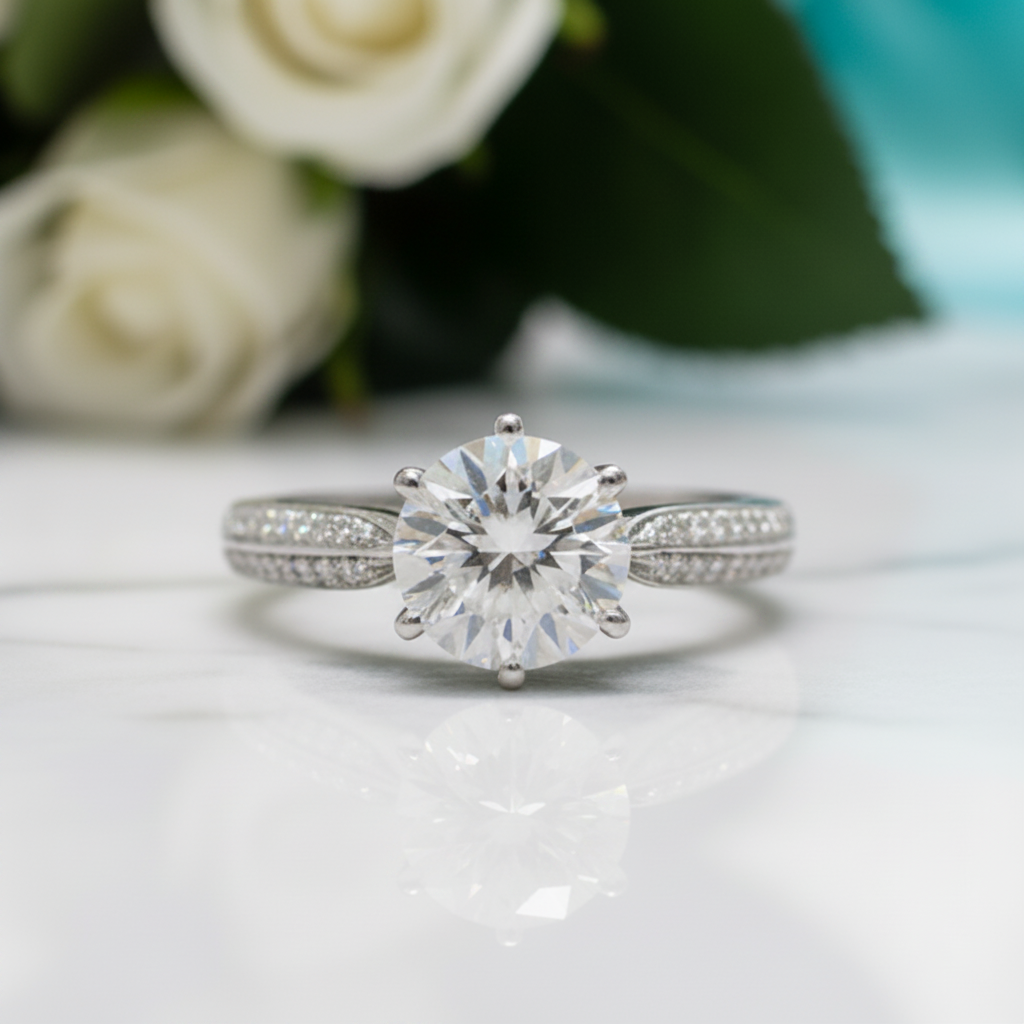 Star Queen White Gold Engagement Ring with 2.0ct Diamond Option
