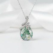 Steadfast Love- Snake Natural Moss Agate Pendant Necklace
