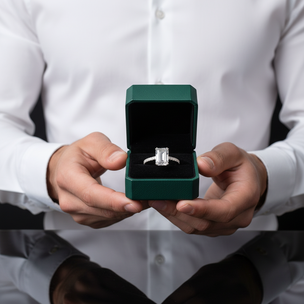 Stunning 3.0 ct Emerald Cut Diamond Option Engagement Ring - Evani Naomi Jewelry