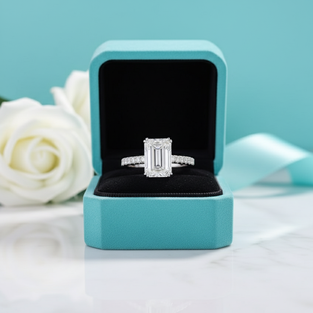 Stunning 3.0 ct Emerald Cut Diamond Engagement Ring-Evani Jewelry