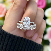Stunning Oval Cut 3.5ct Diamond Bridal Set-Evani Naomi Jewelry