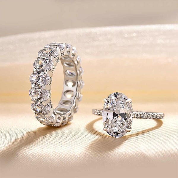 Stunning Oval Cut 3.5ct Diamond Bridal Set-Evani Naomi Jewelry