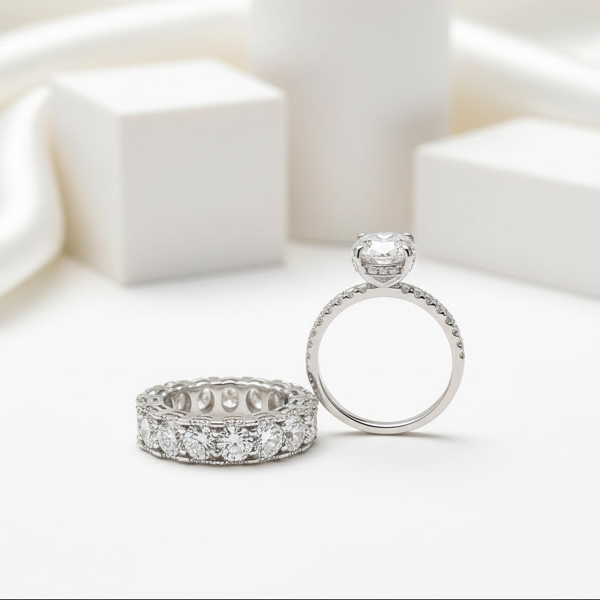 Stunning Oval Cut 3.5ct Diamond Bridal Set-Evani Jewelry