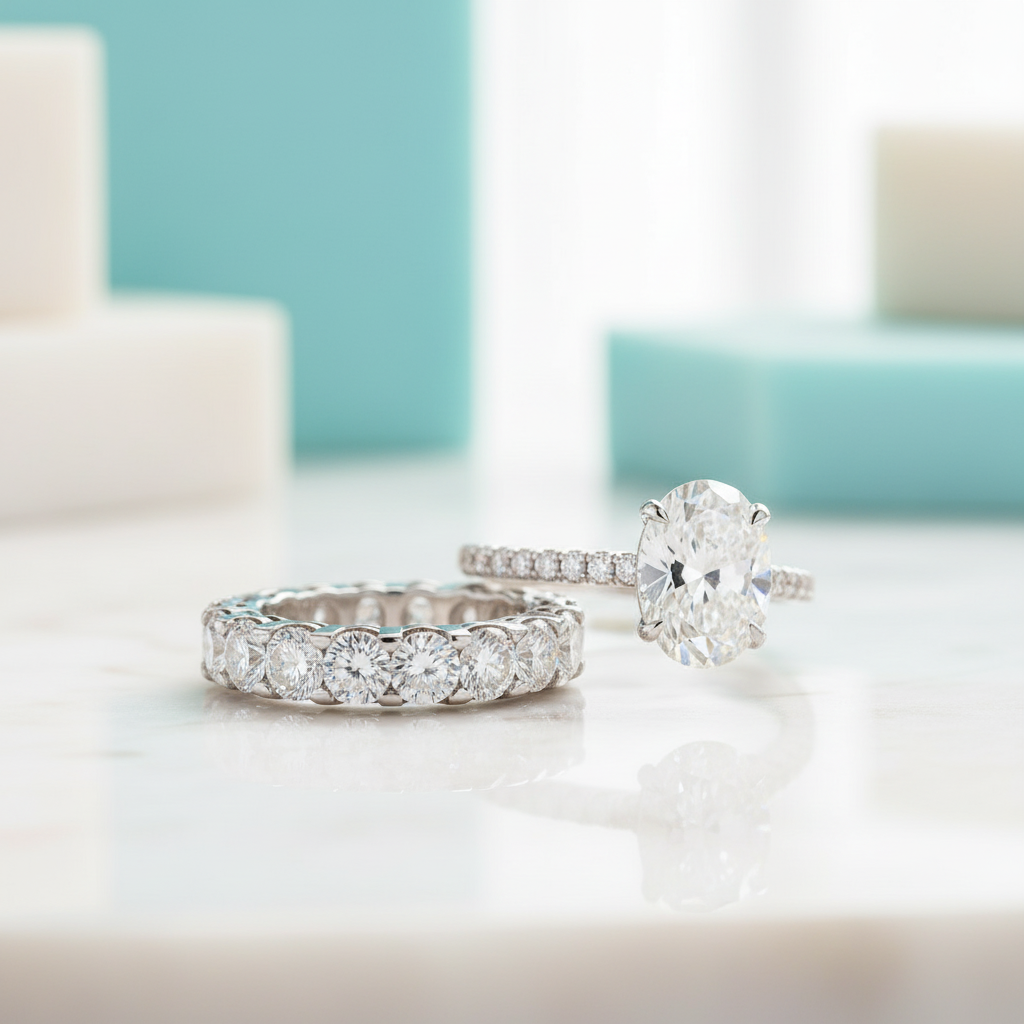 Stunning Oval Cut 3.5ct Diamond Bridal Set-Evani Jewelry