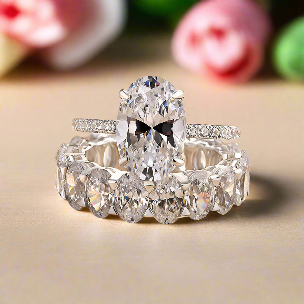 Stunning Oval Cut 3.5ct Diamond Bridal Set-Evani Naomi Jewelry