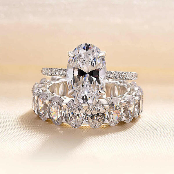 Stunning Oval Cut 3.5ct Diamond Bridal Set-Evani Naomi Jewelry