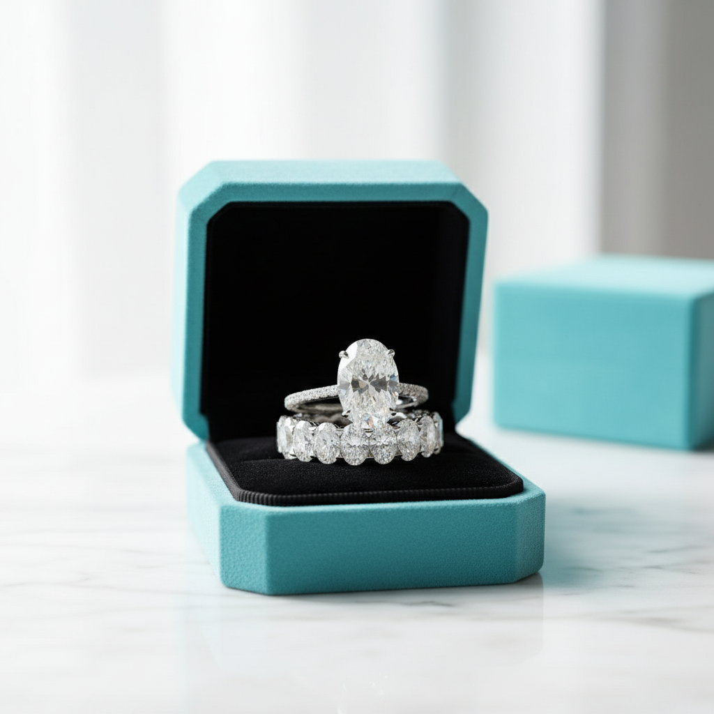 Stunning Oval Cut 3.5ct Diamond Bridal Set-Evani Jewelry