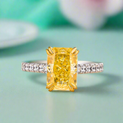 Stunning Radiant Cut Yellow Sapphire Engagement Ring-Evani Naomi Jewelry