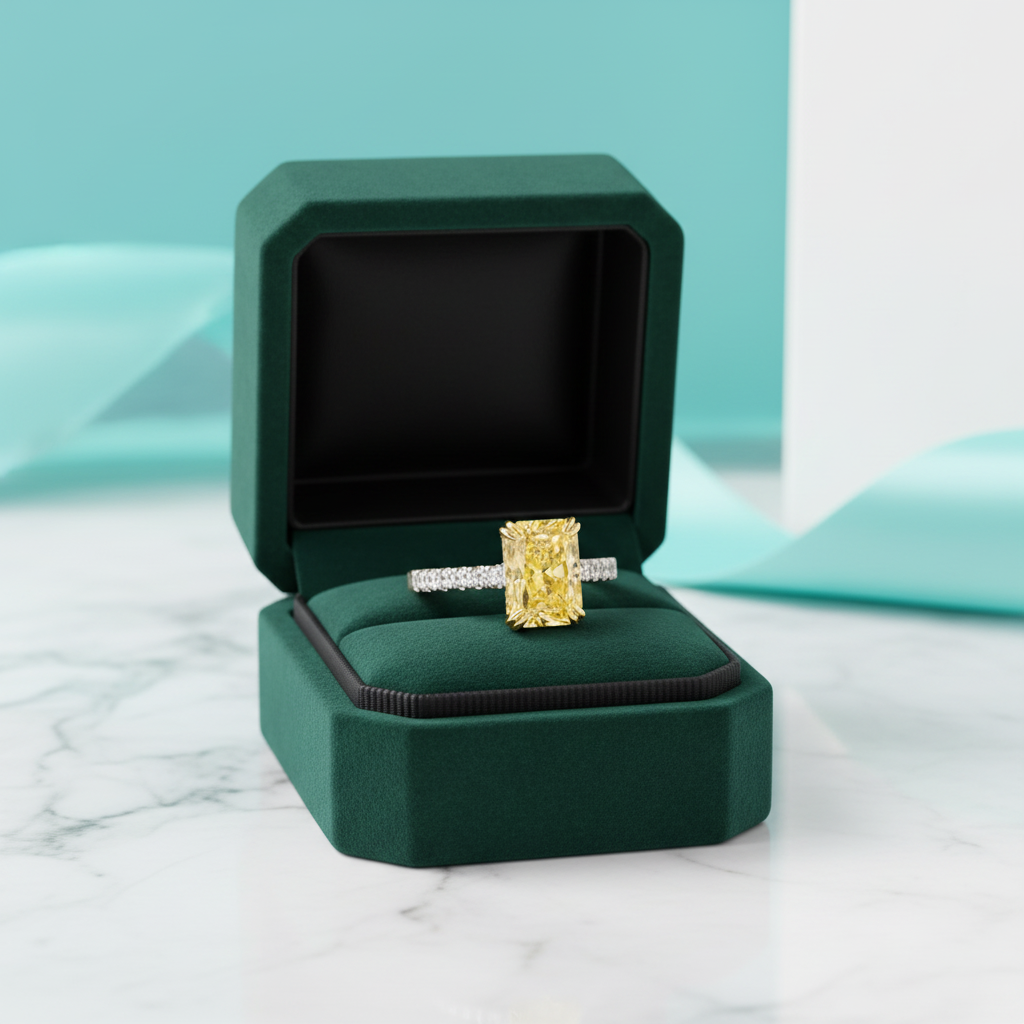 Stunning Radiant Cut Yellow Sapphire Engagement Ring - Evani Naomi Jewelry