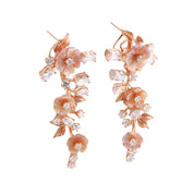 Summer Style Flower Diamond and Shell Drop Earrings-Evani Naomi Jewelry