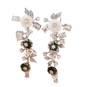 Summer Style Flower Diamond and Shell Drop Earrings-Evani Naomi Jewelry