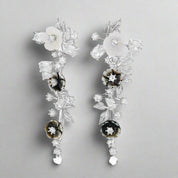 Summer Style Flower Diamond and Shell Drop Earrings-Evani Naomi Jewelry