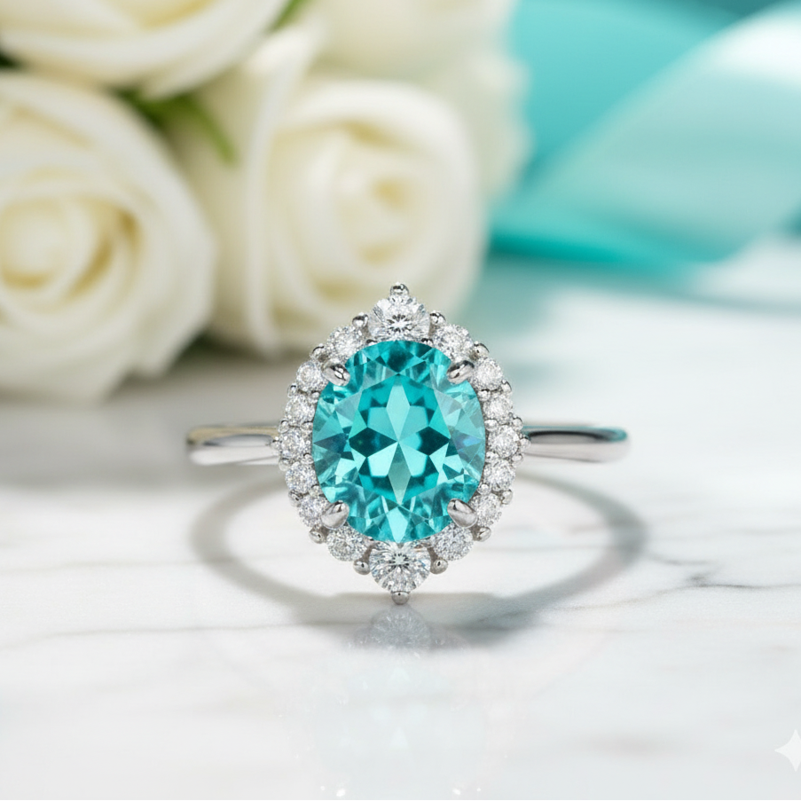Round Cut 2.0 Ct Turquoise Diamond Classic Engagement Ring-Evani Jewelry