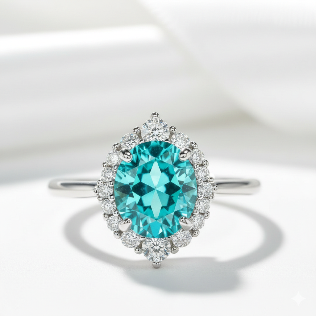 Round Cut 2.0 Ct Turquoise Classic Engagement Ring