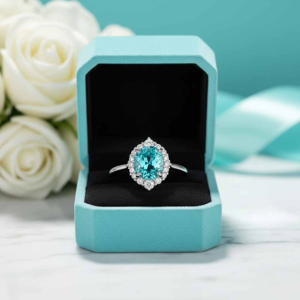Round Cut 2.0 Ct Turquoise Classic Engagement Ring - Evani Naomi Jewelry