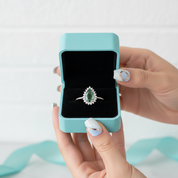 Luminous Bond- Pear Cut Moss Agate & Champagne Moissanite Gemstone Ring