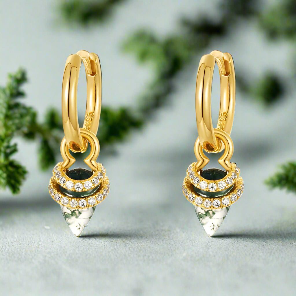 The Eternal Promise- Unique Natural Moss Agate Earrings-Evani Naomi Jewelry