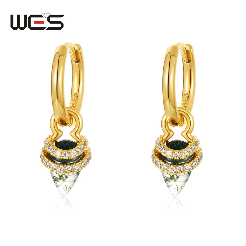 Eternal Promise- Unique Natural Moss Agate Earrings-Evani Jewelry