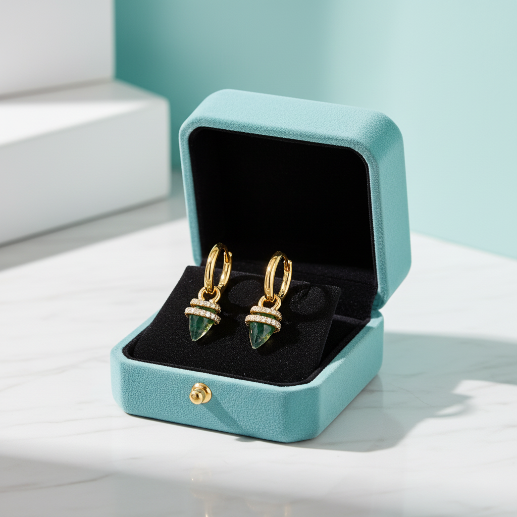 Eternal Promise- Unique Natural Moss Agate Earrings - Evani Naomi Jewelry