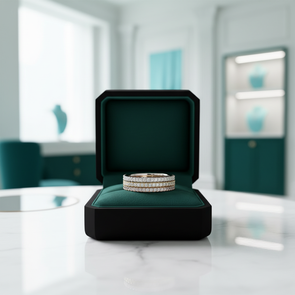 Three Pieces Full Eternity Stackable Wedding Band Set - Evani Naomi Jewelry