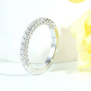 Three Side Diamond 14K White Gold Half Eternity Wedding Band-Evani Naomi Jewelry