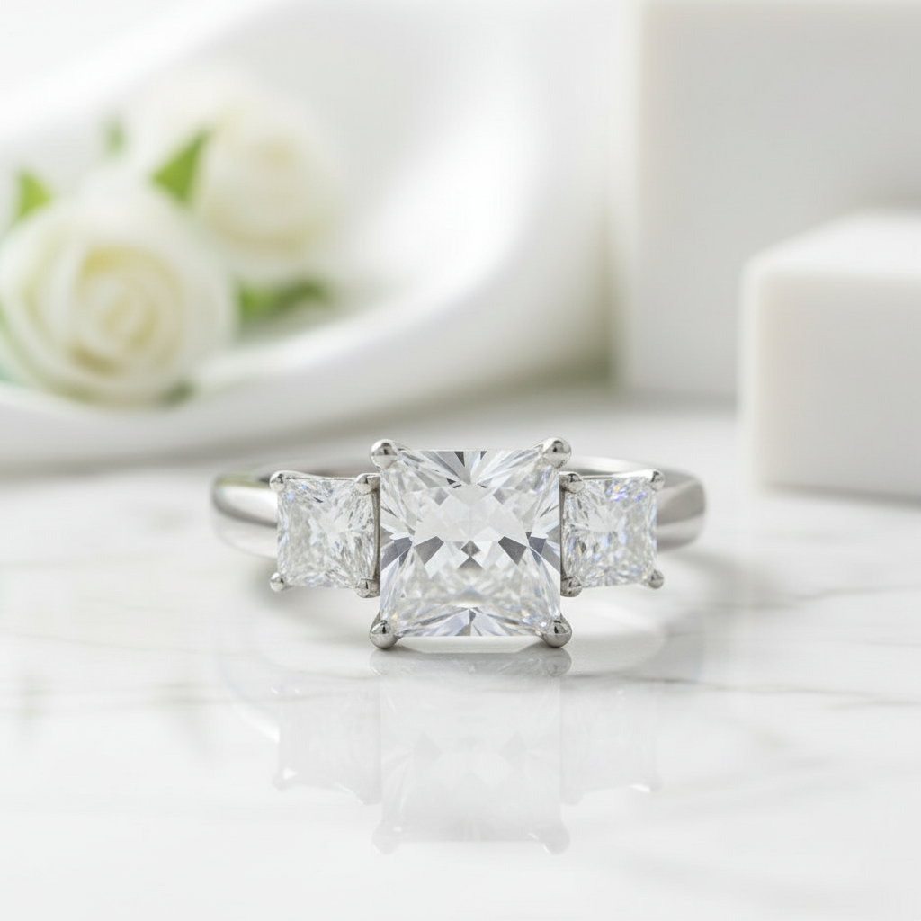 1.50 ct Three Stone Princess-cut Diamond Ring-Evani Jewelry