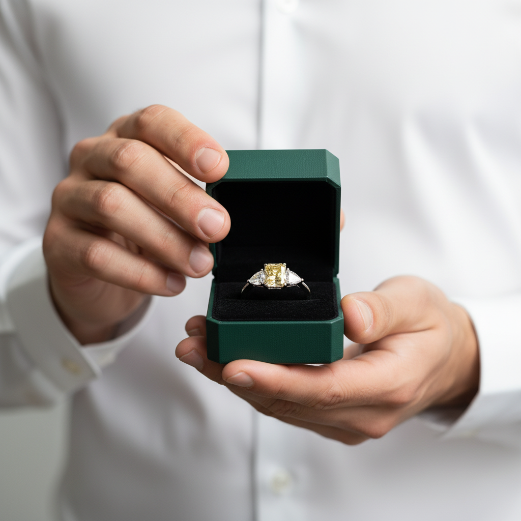 Three Stone 3.0ctw Yellow Radiant Cut Diamond Option Engagement Ring - Evani Naomi Jewelry