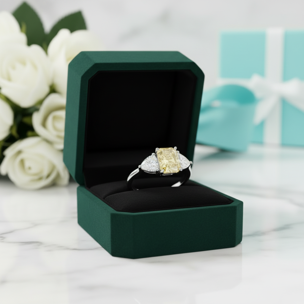 Three Stone 3.0ctw Yellow Radiant Cut Diamond OptionEngagement Ring - Evani Naomi Jewelry