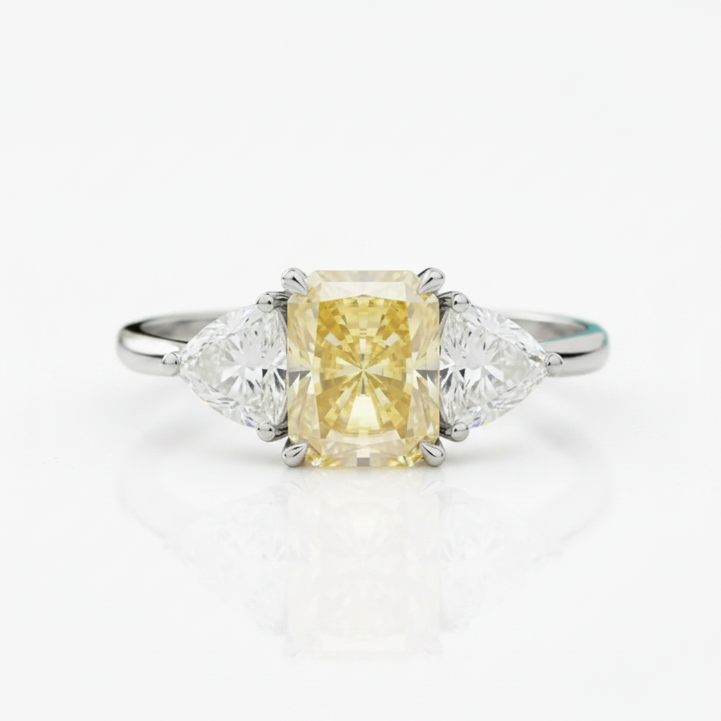 Three Stone 3.0ctw Yellow Radiant Cut Diamond OptionEngagement Ring - Evani Naomi Jewelry