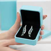 Timeless Vow- Leaf Shape Stud Natural Moss Agate Earrings