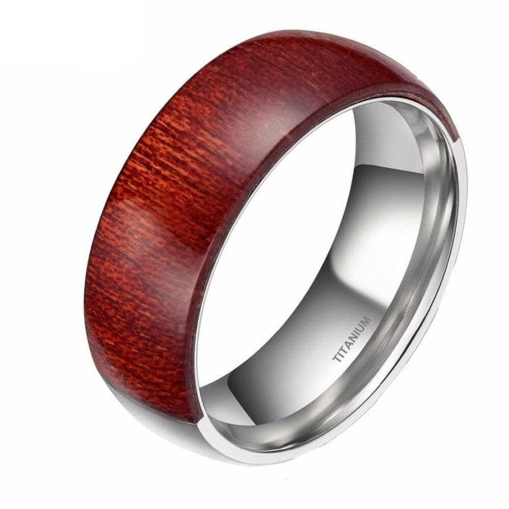 Titanium Men's Wedding Band with Half Wood Inlay-Evani Naomi Jewelry