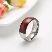 Titanium Men's Wedding Band with Half Wood Inlay-Evani Naomi Jewelry